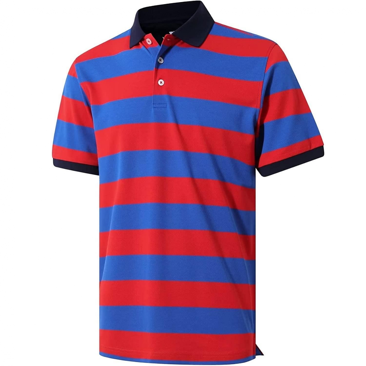 Cotton Polyester Blend Yarn Dyed Stripe Men Golf Polo t Shirt